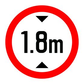 1.8m height limit sign