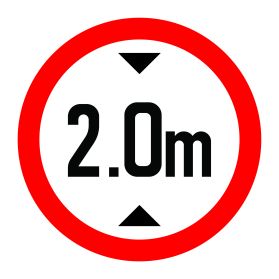 2.0m height limit sign