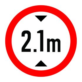 2.1m height limit sign