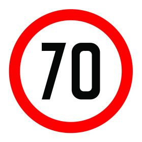 70km per hour speed limit sign