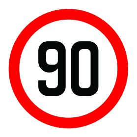90km per hour speed limit sign
