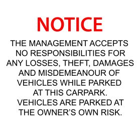 Car park disclaimer sign v2
