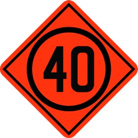Construction 40km speed limit sign