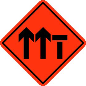 Construction right lane closed sign