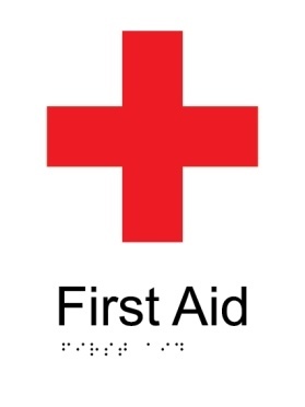 First aid kit aluminium acrylic braille sign