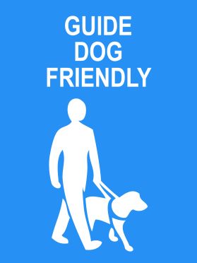 Guide dog friendly area sign