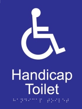 Handicap toilet acrylic blue braille sign