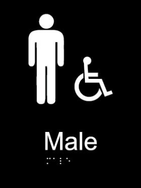Male toilet acrylic black braille sign
