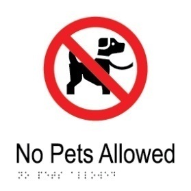 No pets allowed aluminium acrylic braille sign