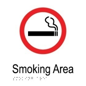 Smoking area aluminium acrylic braille sign v1