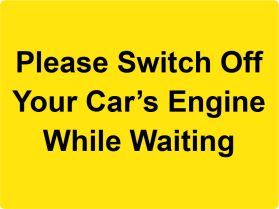 Turn off engine while waiting sign