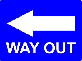 Way out to the left sign