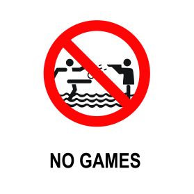 No games allowed in swimming pool sign