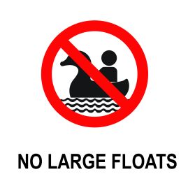 No large floats allowed in swimming pool sign