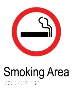 Smoking area aluminium acrylic braille sign v2